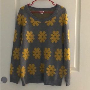 EEUC target mossimo grey mustard floral sweater